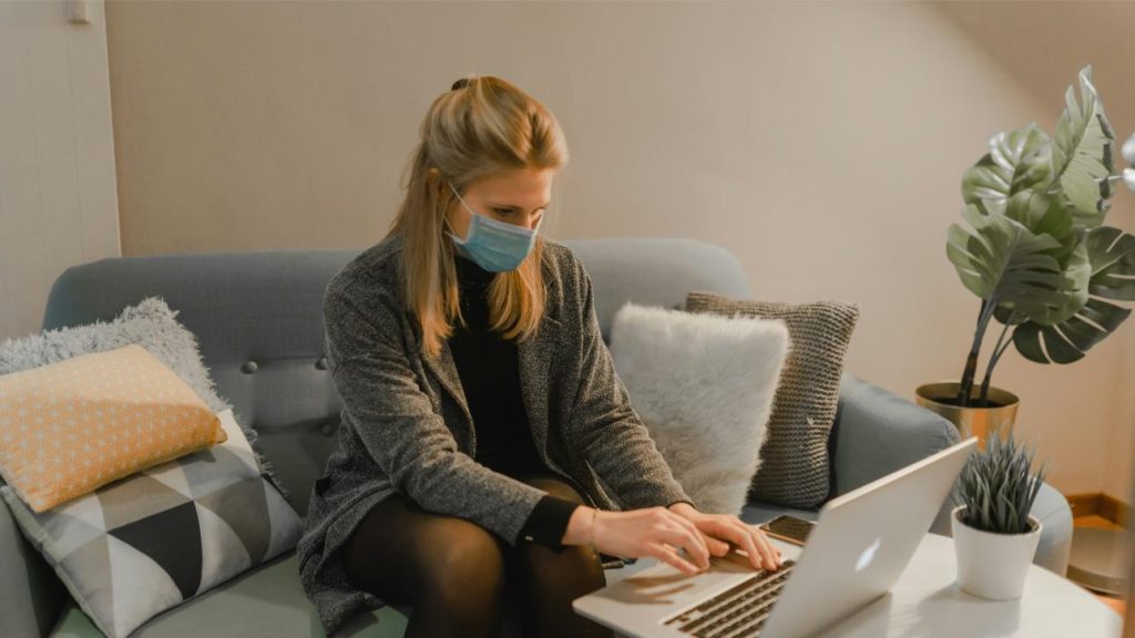 Woman working on laptop