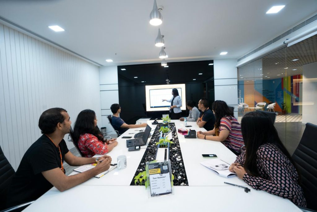 Meeting in a conference room